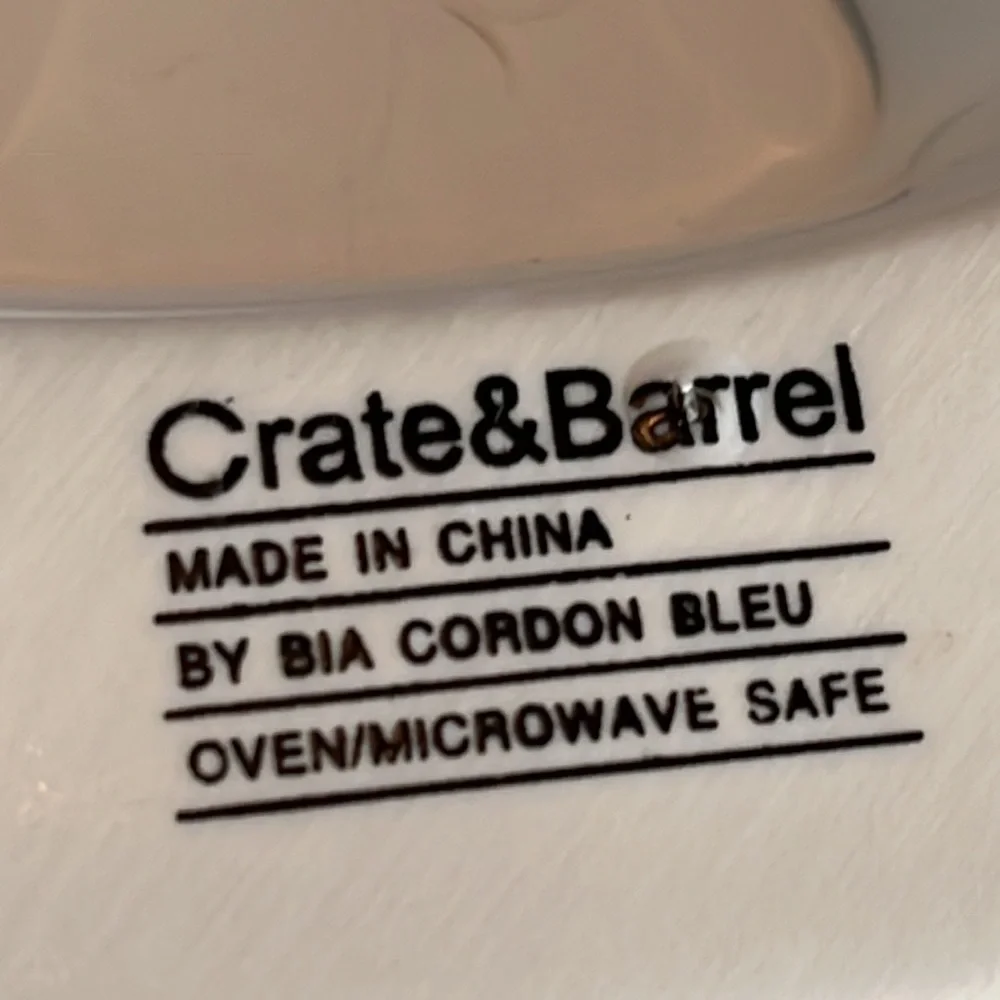 Crate & Barrel White Oven/Microwave Safe Dish